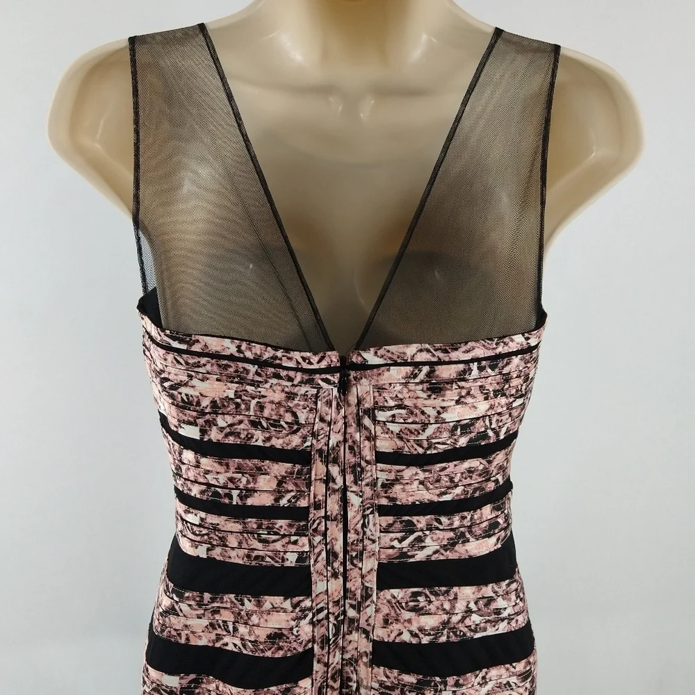 BCBGMAXAZRIA pink and black fitted cocktail dress